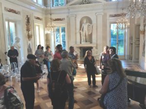 Audience exploring the interiors of a concert venue